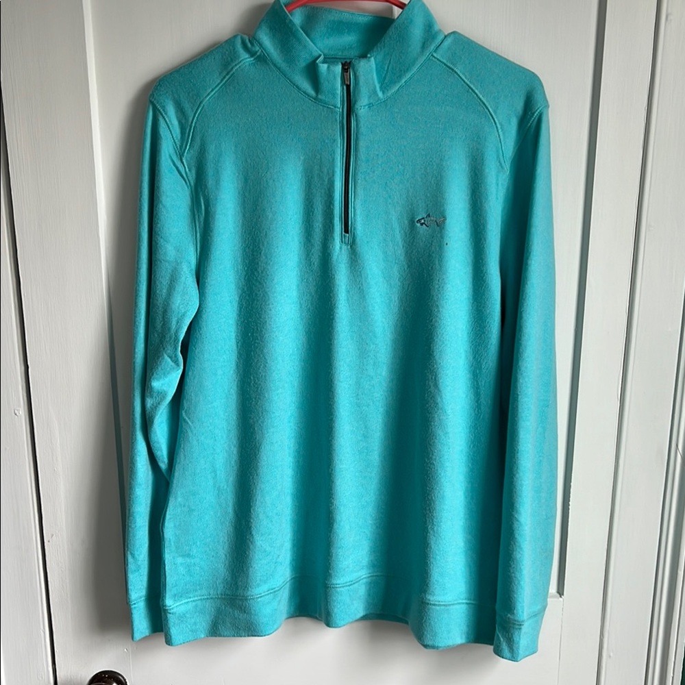 Women’s Greg Norman Aqua Quarter Zip golf sweater